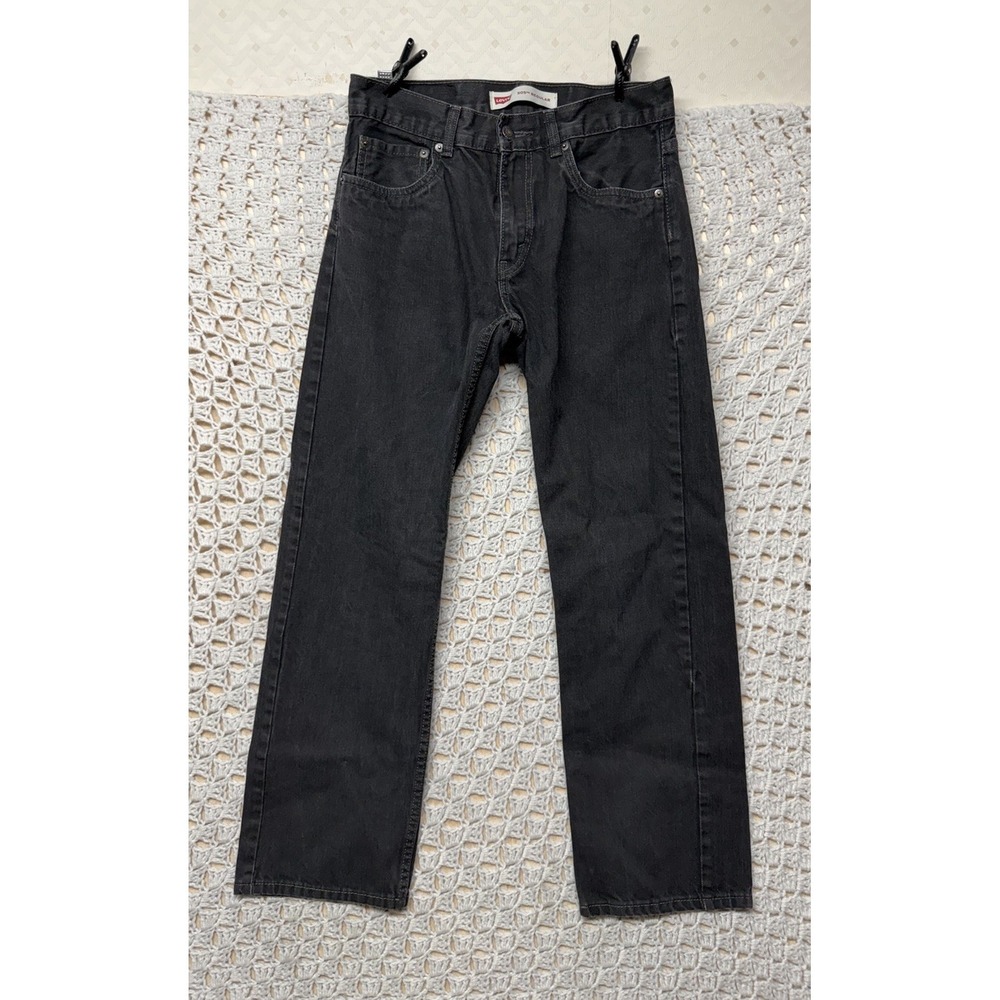 Levi's 505 Black Jeans Boys Youth Size 16 Reg 28x28 Regular Fit Straight Leg
